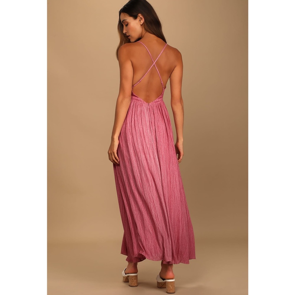 Lulus Beach Day Bliss Rose Sleeveless Maxi Dress Size XS - Picture 3 of 14